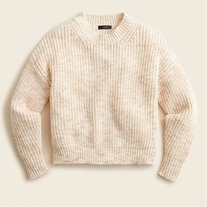 NWT J. Crew Marled Cotton Blend Crewneck Knitted Sweater Sand Spraydye